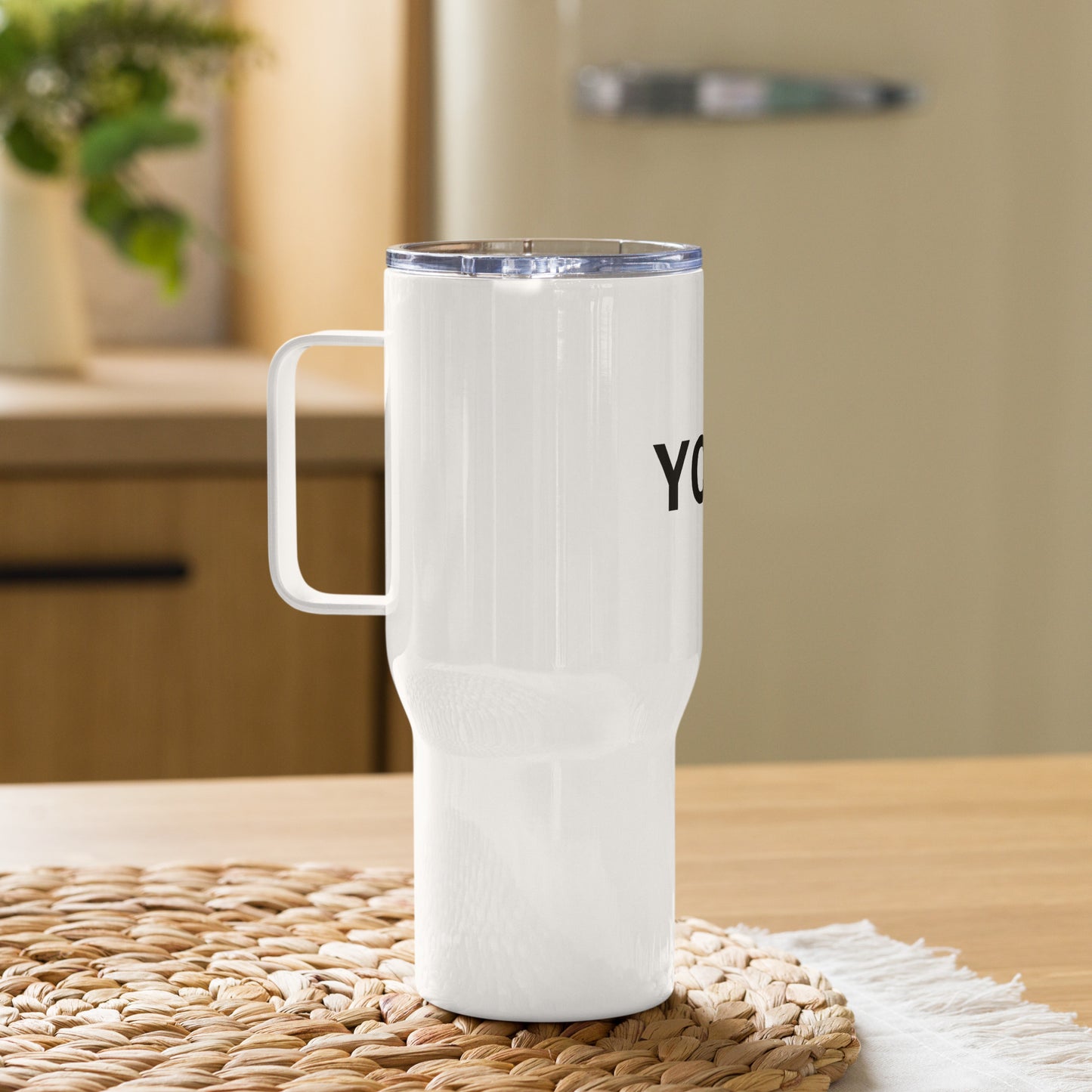 Travel mug with a handle YOLO (You Only Live Once!)