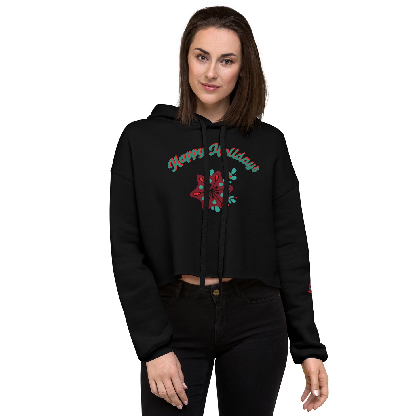 Happy Holidays Christmas Crop Hoodie