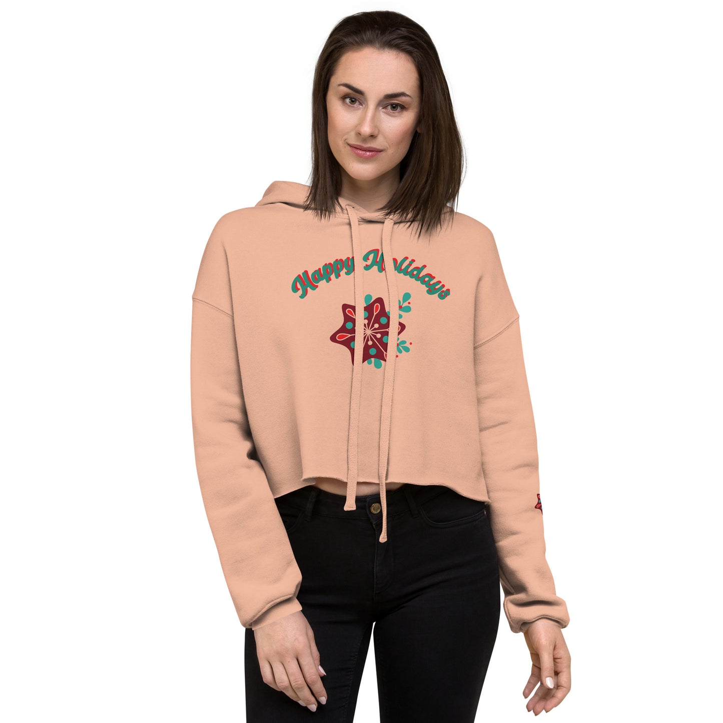 Happy Holidays Christmas Crop Hoodie