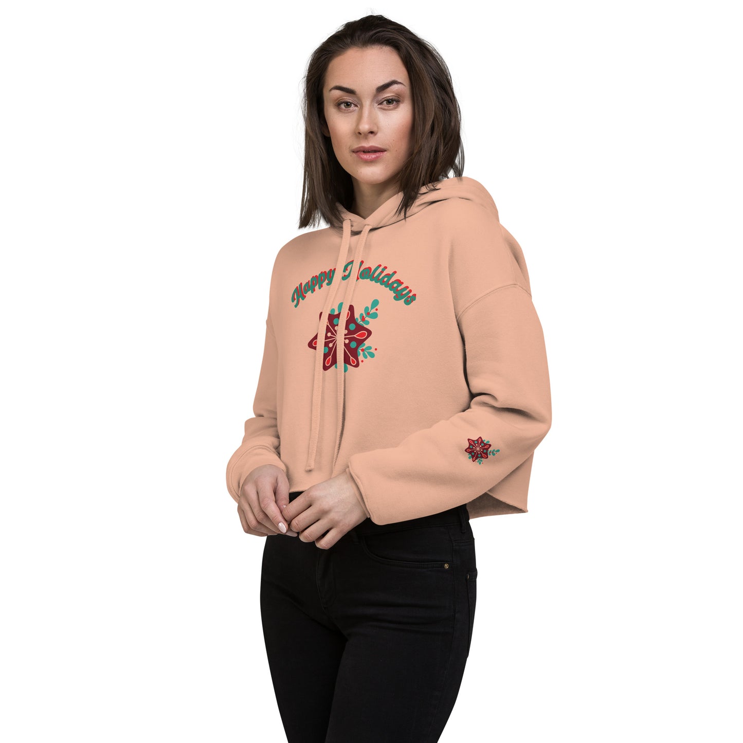 Happy Holidays Christmas Crop Hoodie