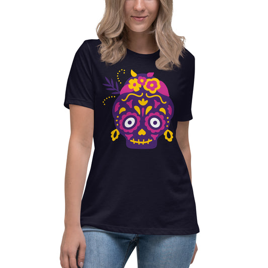 Colorful Skull Women's Relaxed T-Shirt